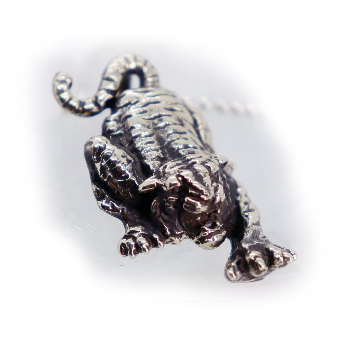 Attacking Tiger Sterling Silver Pendant