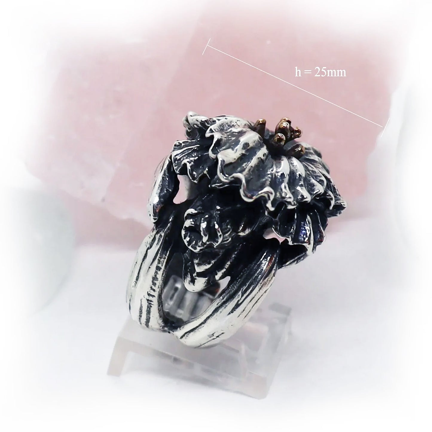 August Birth Flower Gladiola Silver Ring