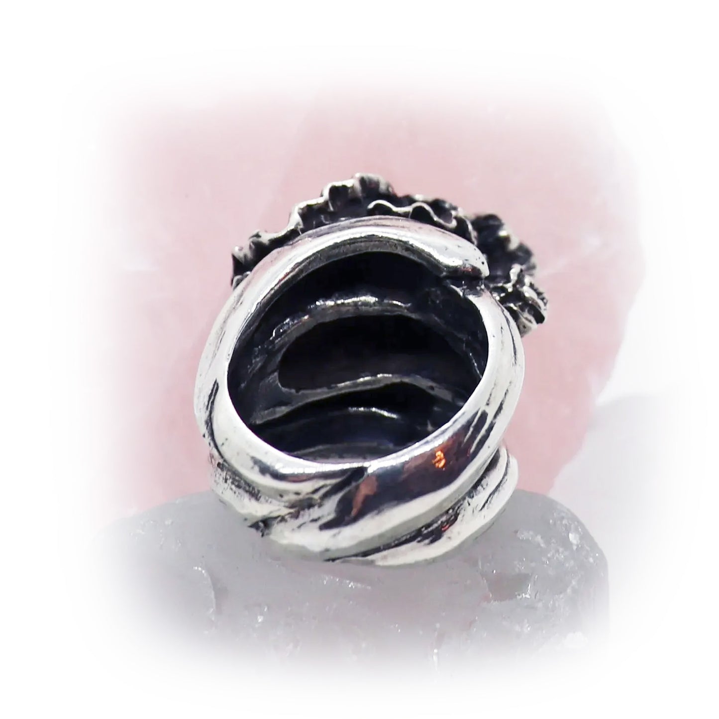 August Birth Flower Gladiola Silver Ring