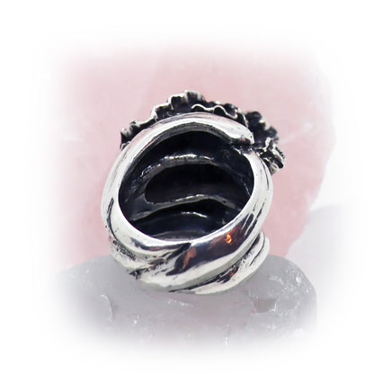 August Birth Flower Gladiola Silver Ring