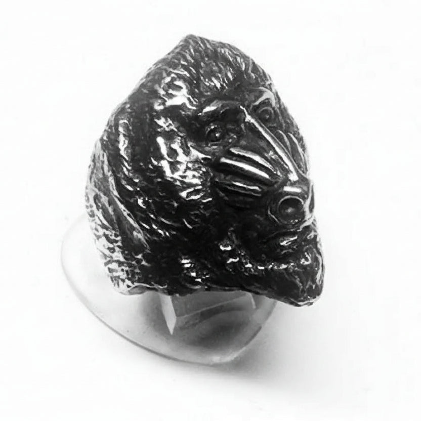 Baboon Monkey Zodiac Sign Sterling Silver Ring