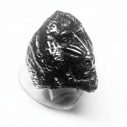 Baboon Monkey Zodiac Sign Sterling Silver Ring