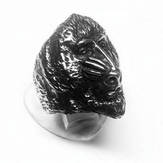 Baboon Monkey Zodiac Sign Sterling Silver Ring
