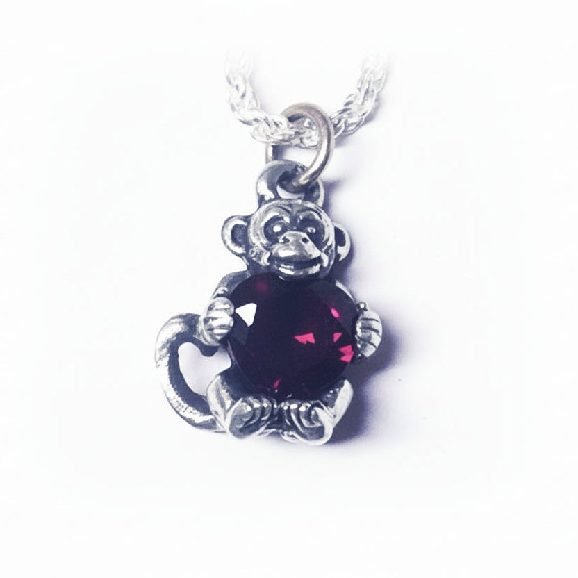 Baby Monkey Heart Silver Pendant