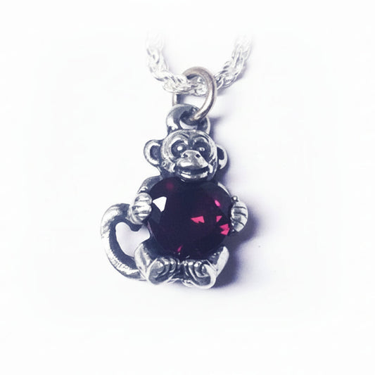 Baby Monkey Heart Silver Pendant
