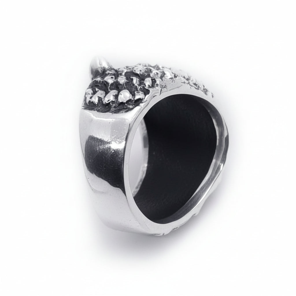 Big Bear Head Sterling Silver Ring