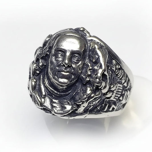 Benjamin Franklin "In money I trust" Silver Ring