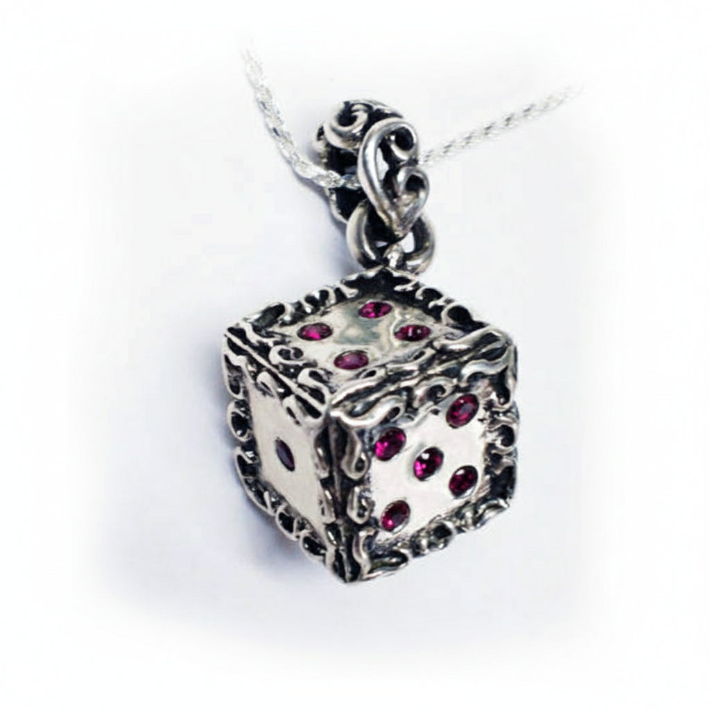 Big Dice Casino Silver Pendant