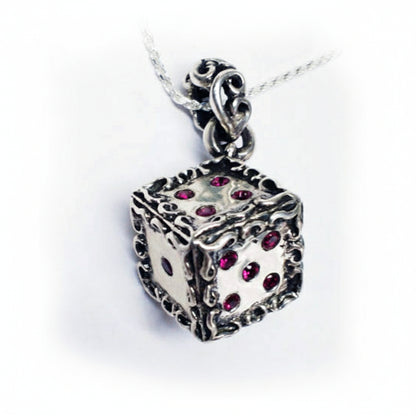 Big Dice Casino Silver Pendant