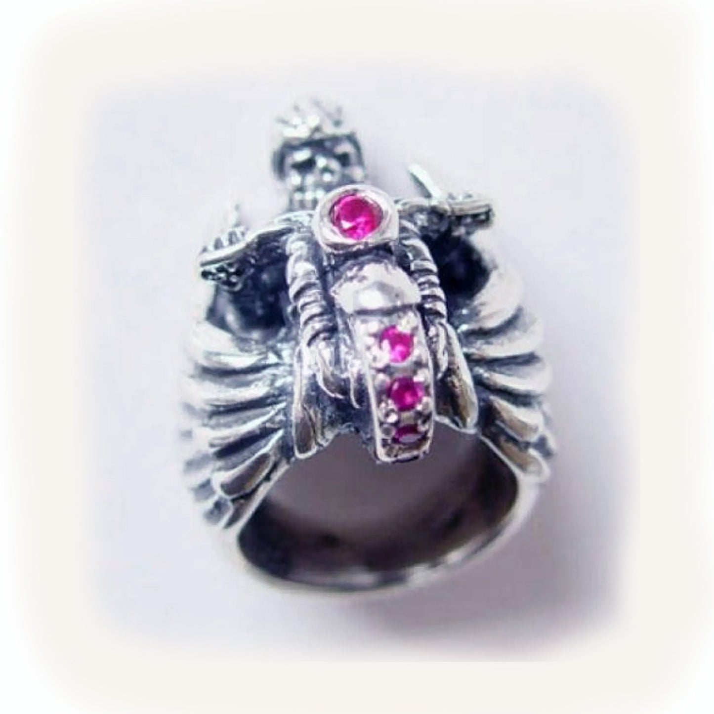 Biker Skull Sterling Silver Ring