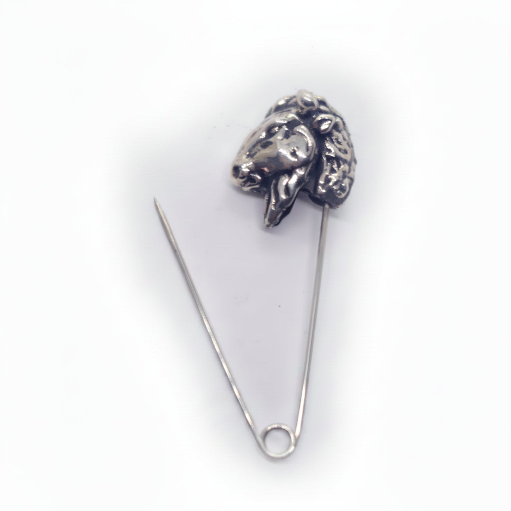 Bison Head Sterling Silver Safety Pin