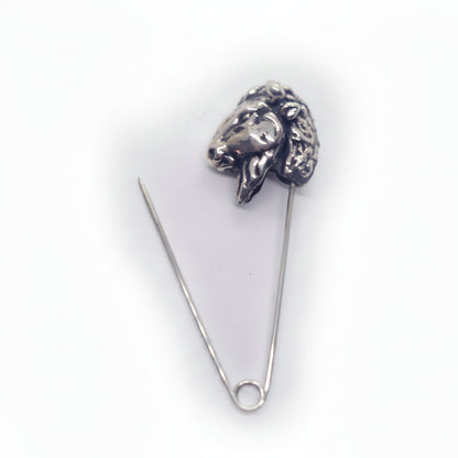 Bison Head Sterling Silver Safety Pin