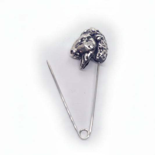 Bison Head Sterling Silver Safety Pin