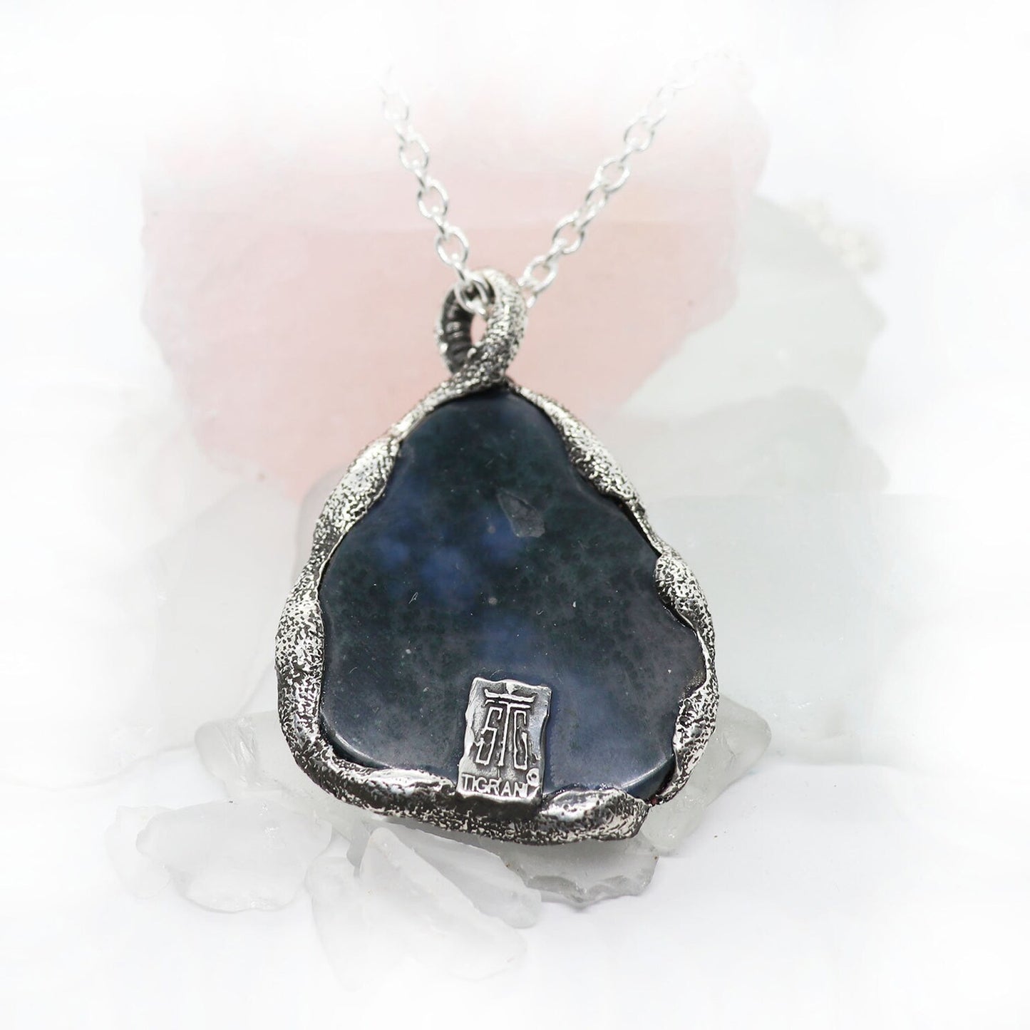 Black Mamba Natural Amethyst Stone Sterling Silver Pendant