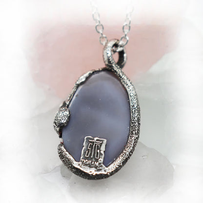 Black Mamba Natural Amethyst Stone Sterling Silver Necklace V2