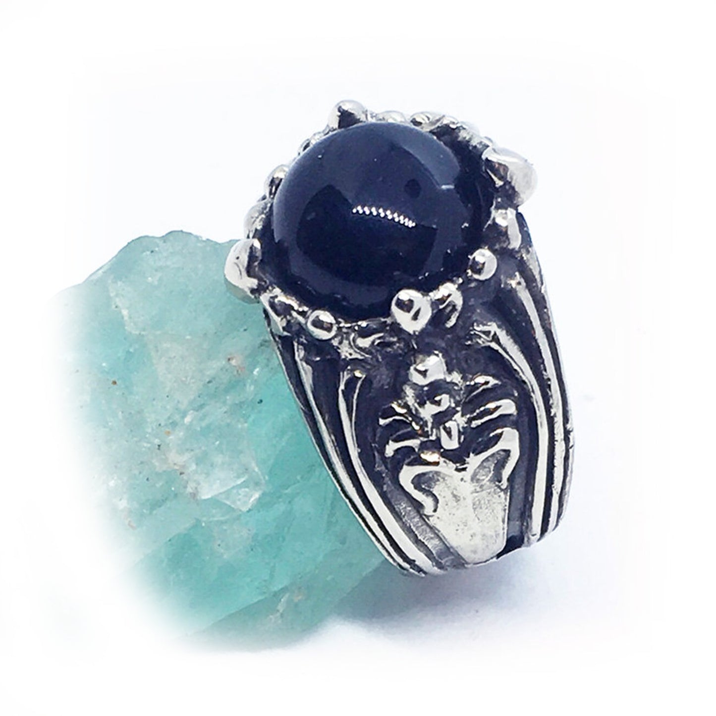 Black Onyx Stone Sterling Silver Ring