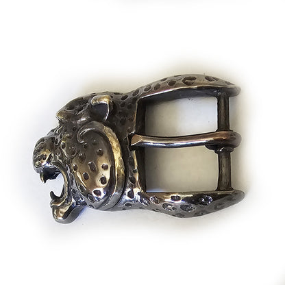 Black Jaguar Angry Head Bronze Belt Buckle