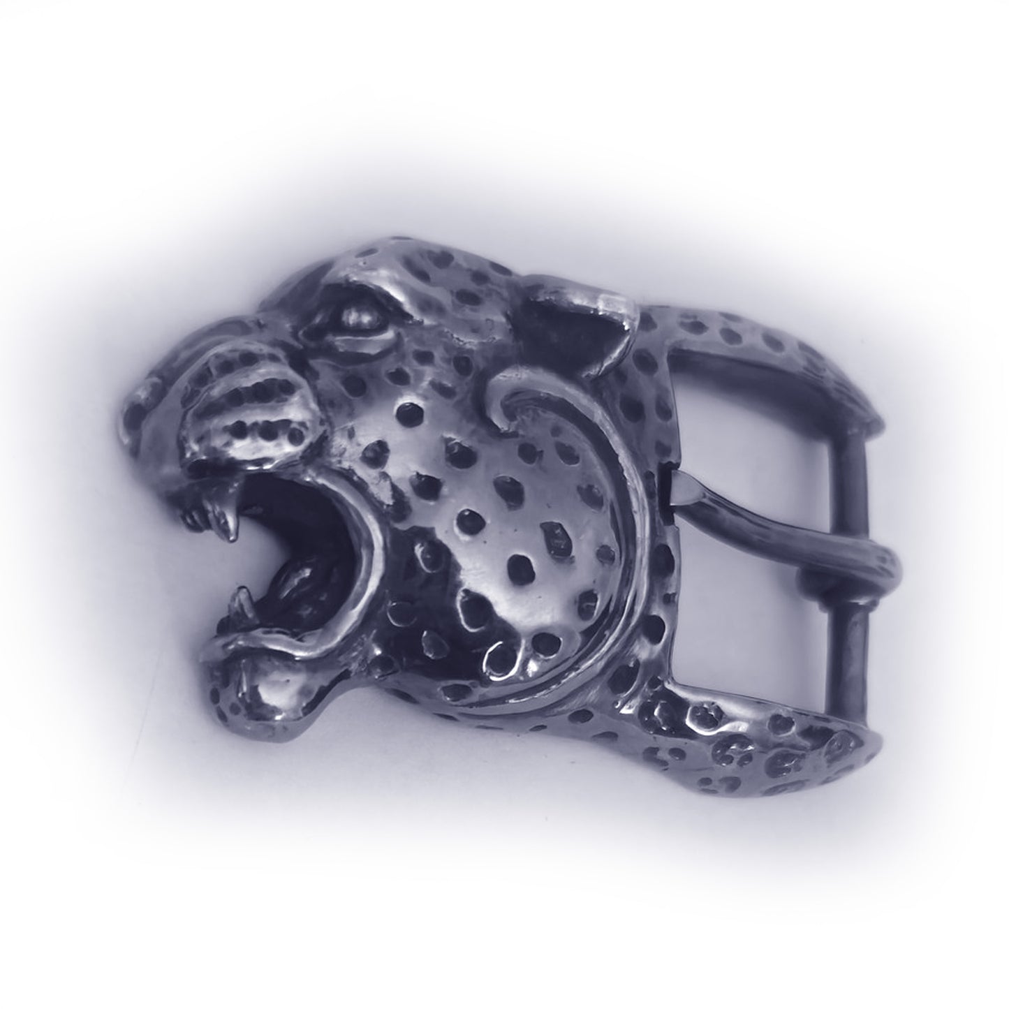 Black Jaguar Angry Head Sterling Silver Belt Buckle