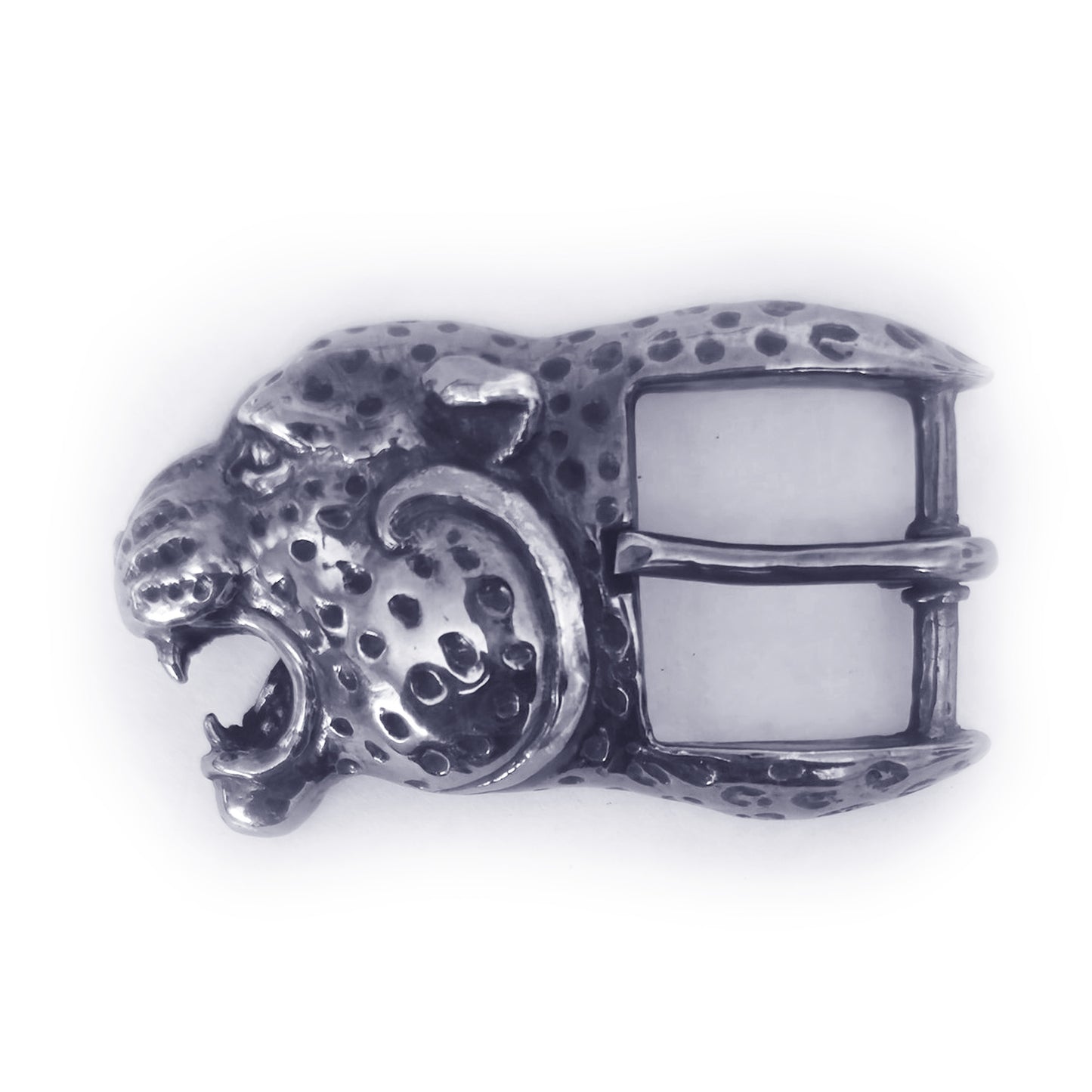 Black Jaguar Angry Head Sterling Silver Belt Buckle