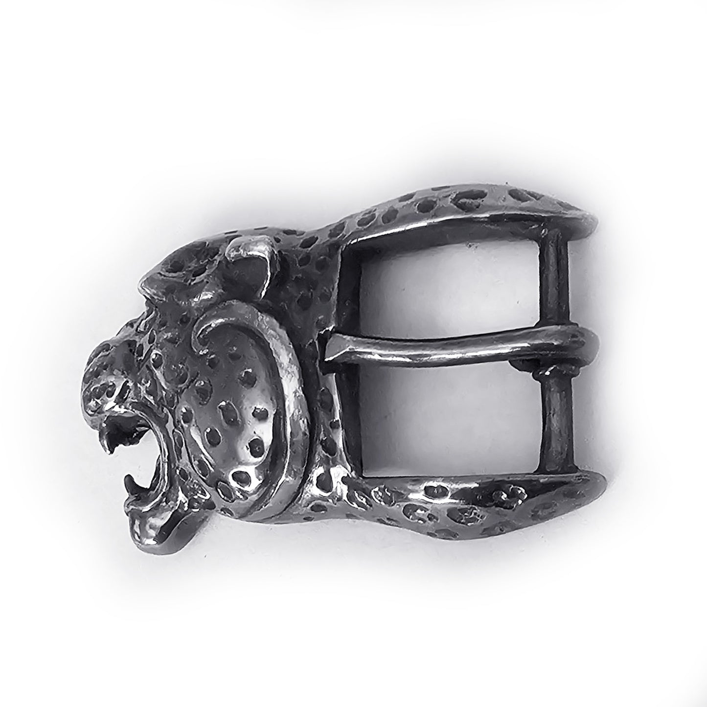 Black Jaguar Angry Head Sterling Silver Belt Buckle