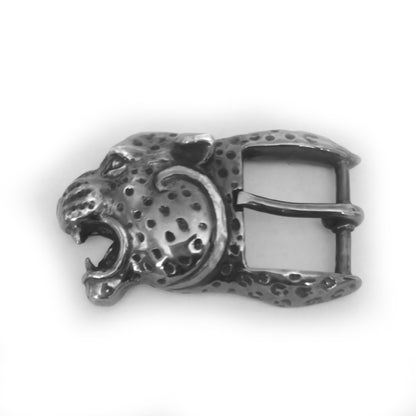 Black Jaguar Angry Head Sterling Silver Belt Buckle