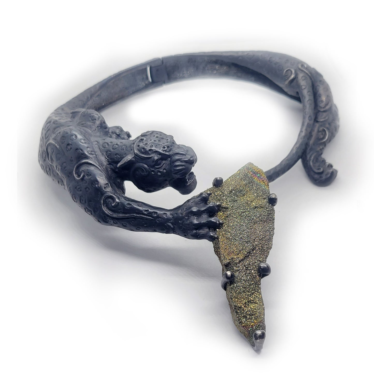 Black Jaguar with Stone Sterling Silver Necklace