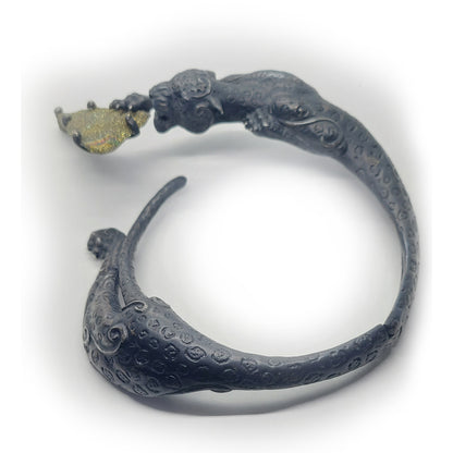 Black Jaguar with Stone Sterling Silver Necklace
