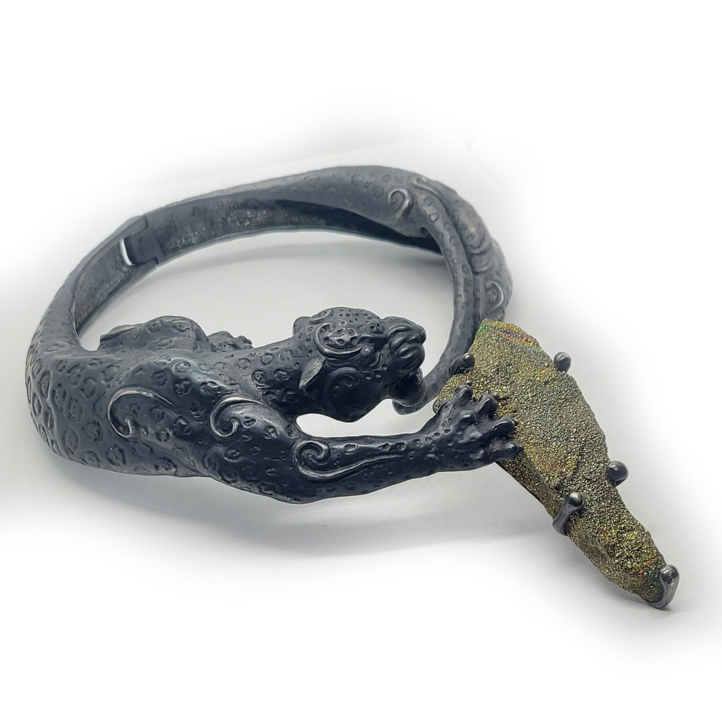 Black Jaguar with Stone Sterling Silver Necklace