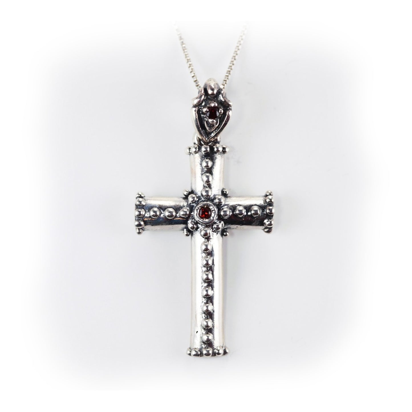 Bolik Cross Sterling Silver Pendant With Ruby Stone