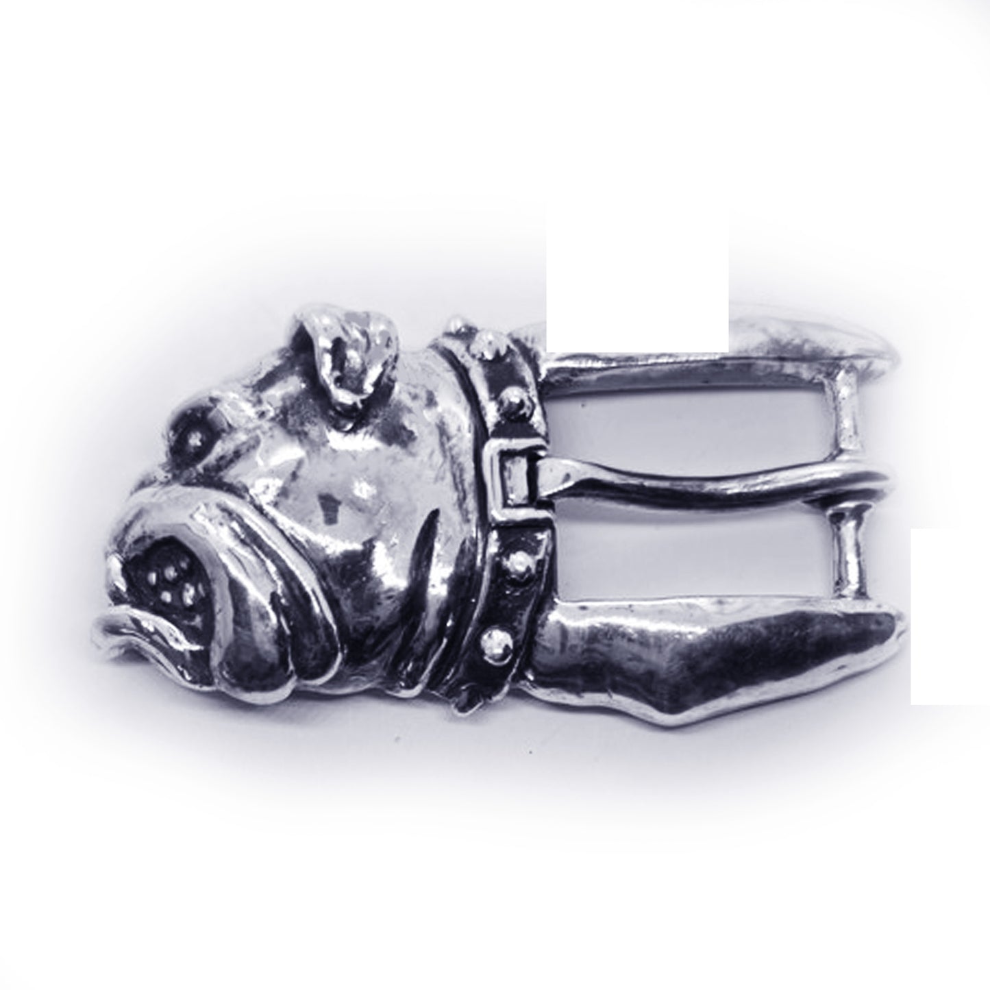 Bulldog Angry Head Sterling Silver Belt Buckle