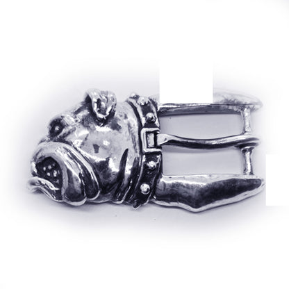 Bulldog Angry Head Sterling Silver Belt Buckle