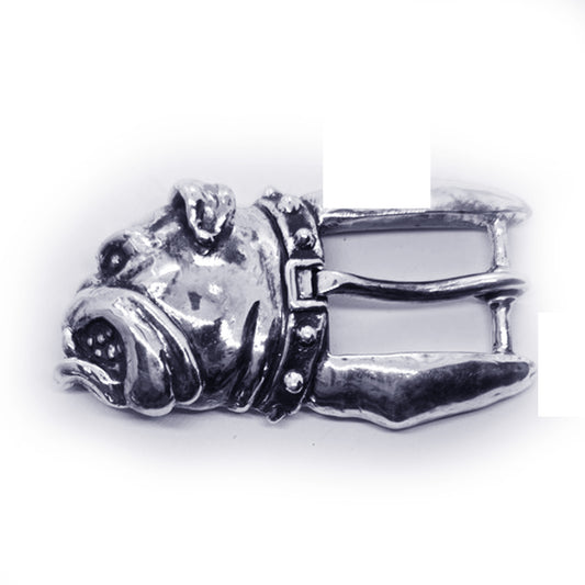 Bulldog Angry Head Sterling Silver Belt Buckle