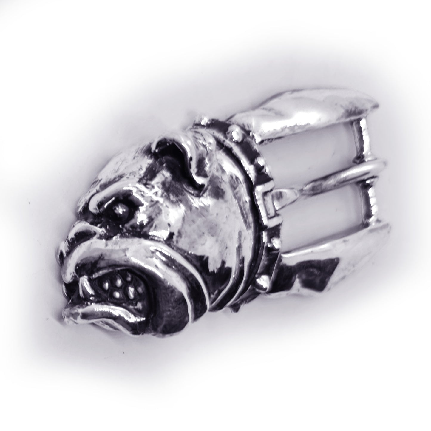 Bulldog Angry Head Sterling Silver Belt Buckle