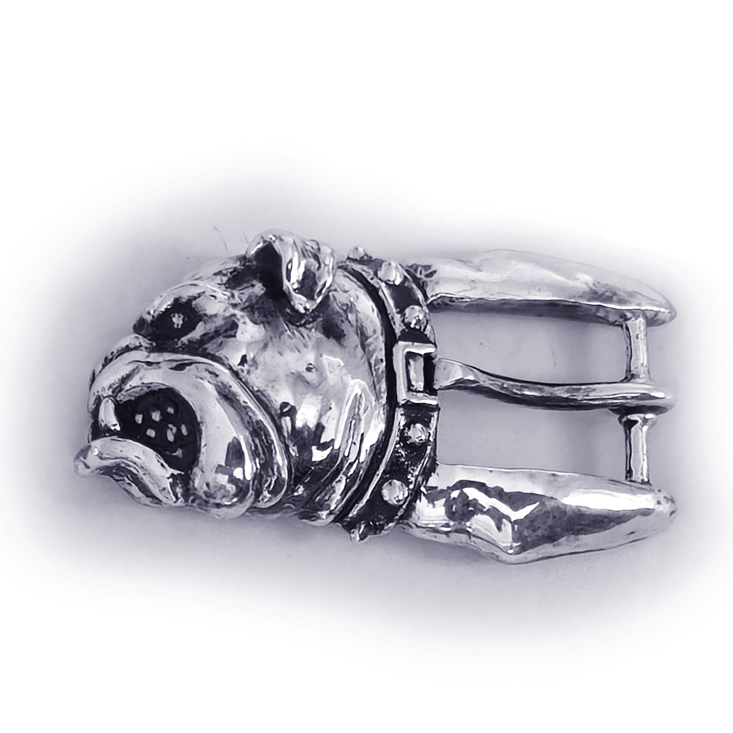 Bulldog Angry Head Sterling Silver Belt Buckle