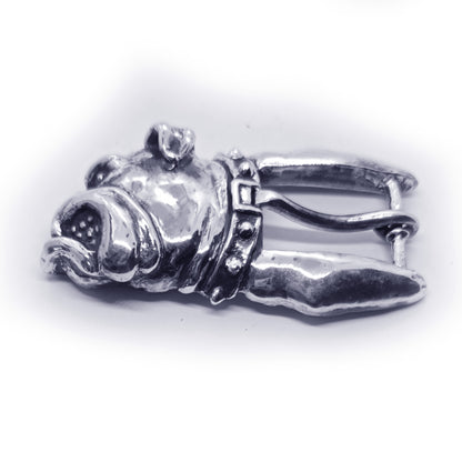 Bulldog Angry Head Sterling Silver Belt Buckle