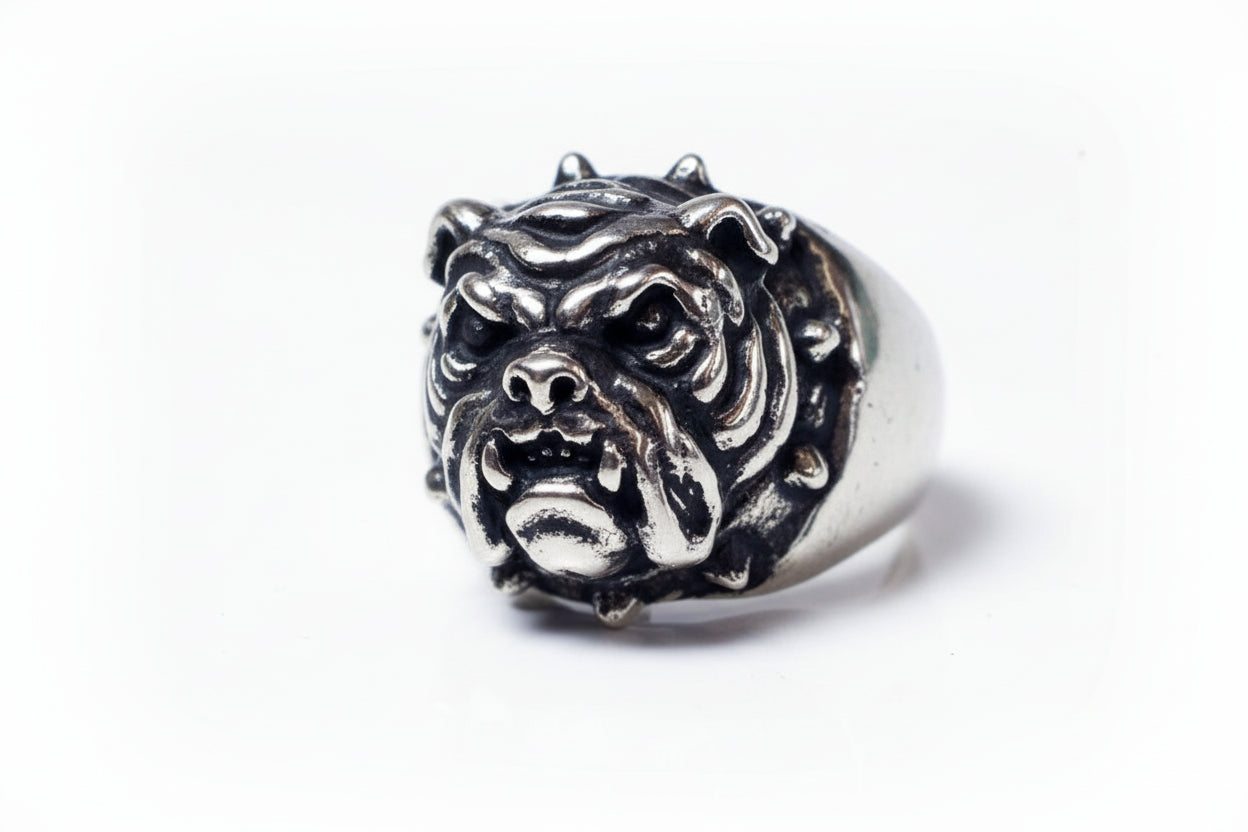 Bulldog Head sterling Silver Ring