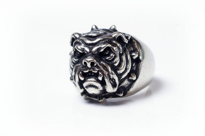 Bulldog Head sterling Silver Ring