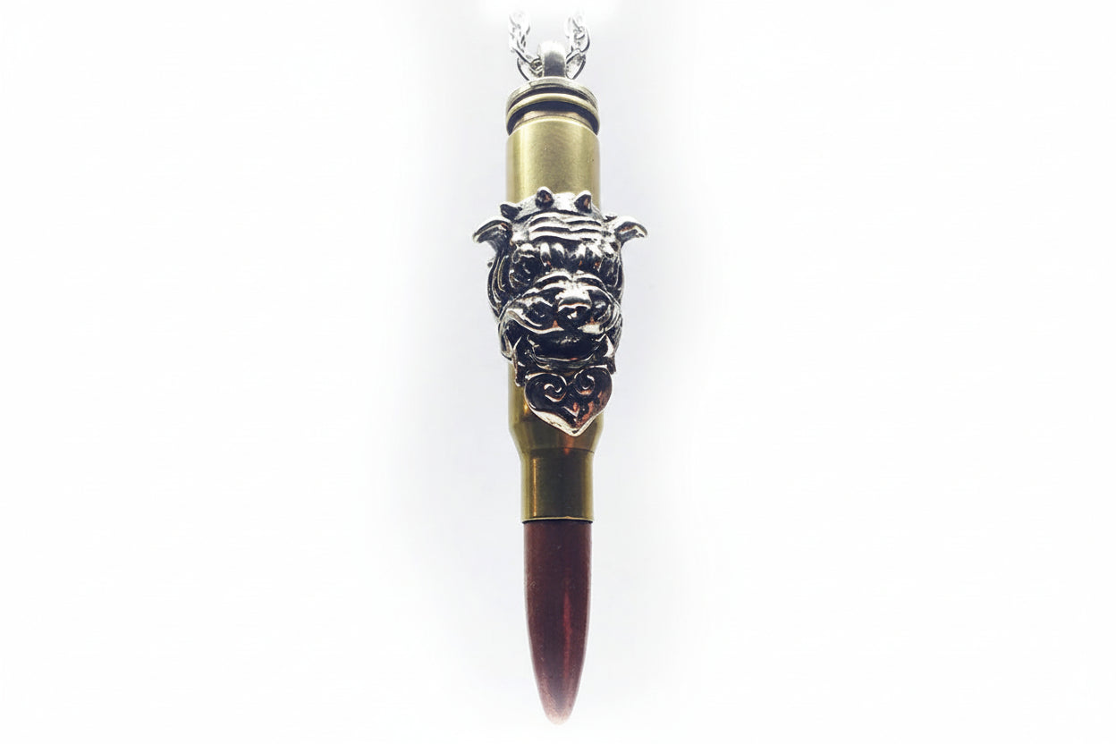 Dog Year Zodiac Love Bullet Silver Pendant