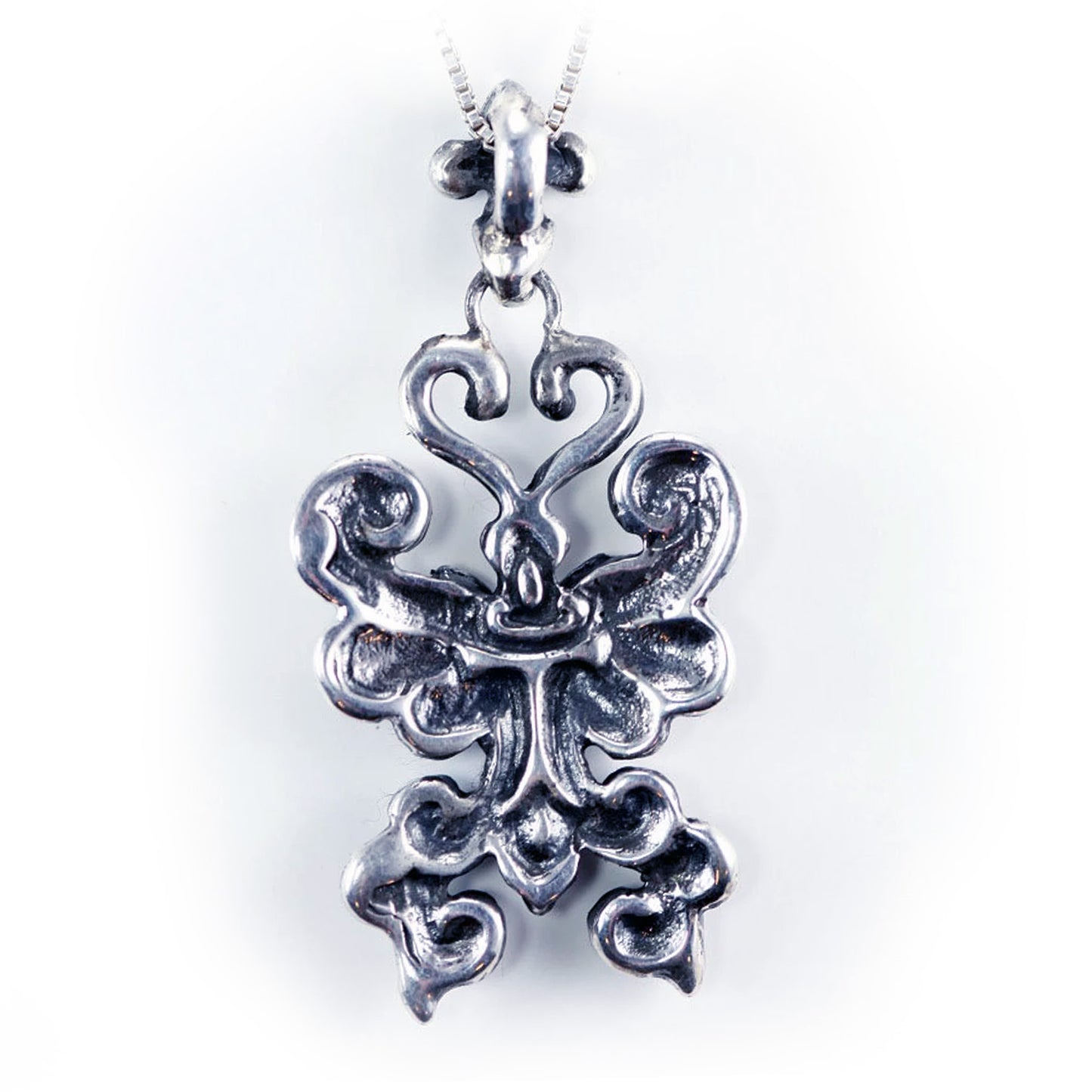 Butterfly Sterling Silver Pendant with Garnet Stone