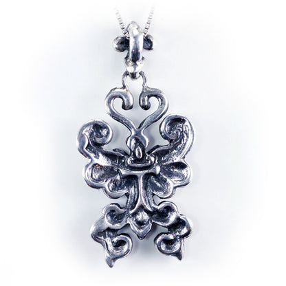 Butterfly Sterling Silver Pendant with Garnet Stone