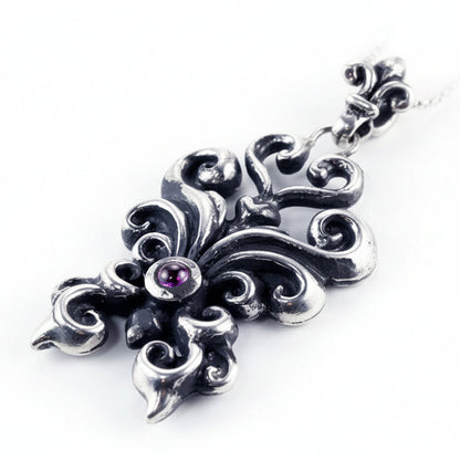 Butterfly Sterling Silver Pendant with Garnet Stone