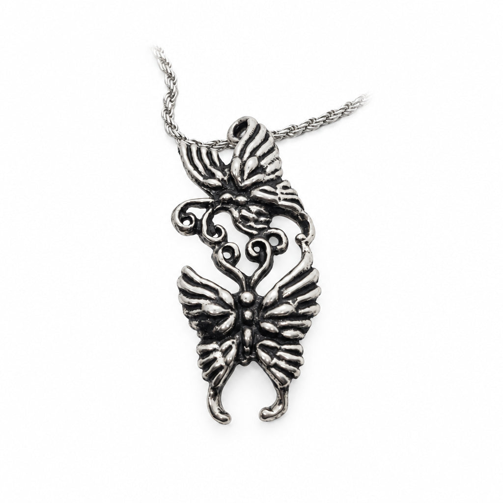 Butterflies in Love Playing and Flying Sterling Silver Pendant