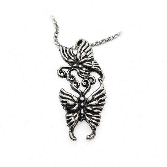 Butterflies in Love Playing and Flying Sterling Silver Pendant