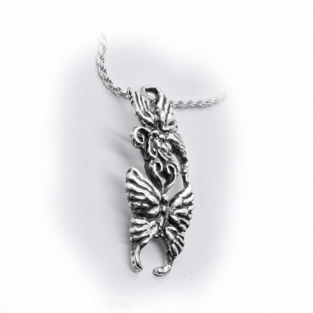 Butterflies in Love Playing and Flying Sterling Silver Pendant