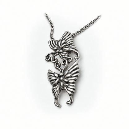 Butterflies in Love Playing and Flying Sterling Silver Pendant
