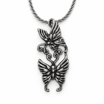 Butterflies in Love Playing and Flying Sterling Silver Pendant