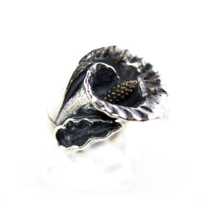 Calla Lily Sterling Silver and Bronze Ring