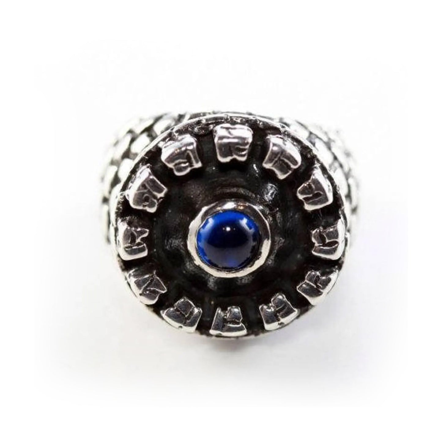Castle with Blue Stone Sterling Silver Ring