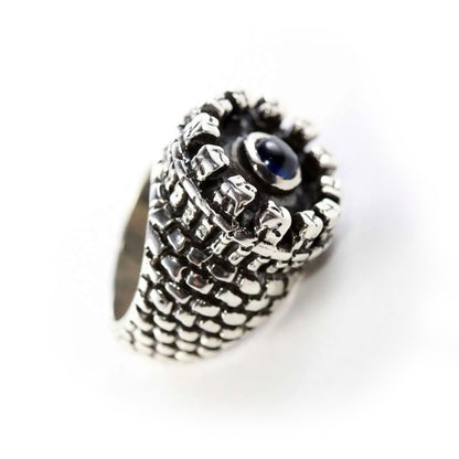 Castle with Blue Stone Sterling Silver Ring