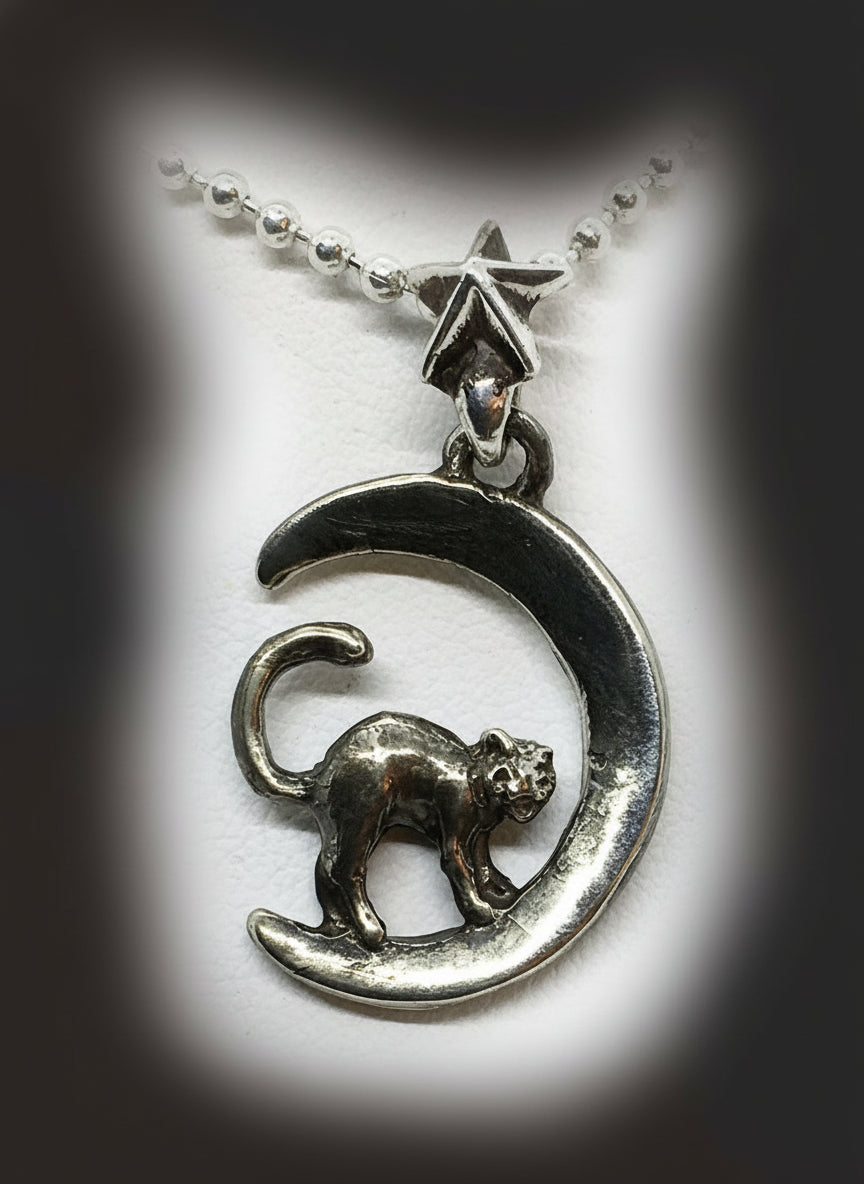 Halloween Cat Sterling Silver Pendant